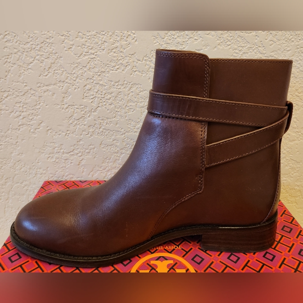 Tory Burch Brooke Ankle Bootie Calf 8.5 Brown with Box and Dustbag - Picture 5 of 11